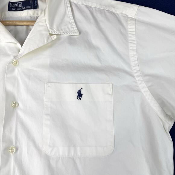 Polo Ralph Lauren Cotton Camp Shirt Button up short sleeve Men size M White Prep - Picture 4 of 9